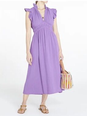 Xirena Peony Cotton Muslin Dress in color Purple women’s size Small